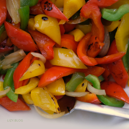 A colorful mix of roasted peppers.