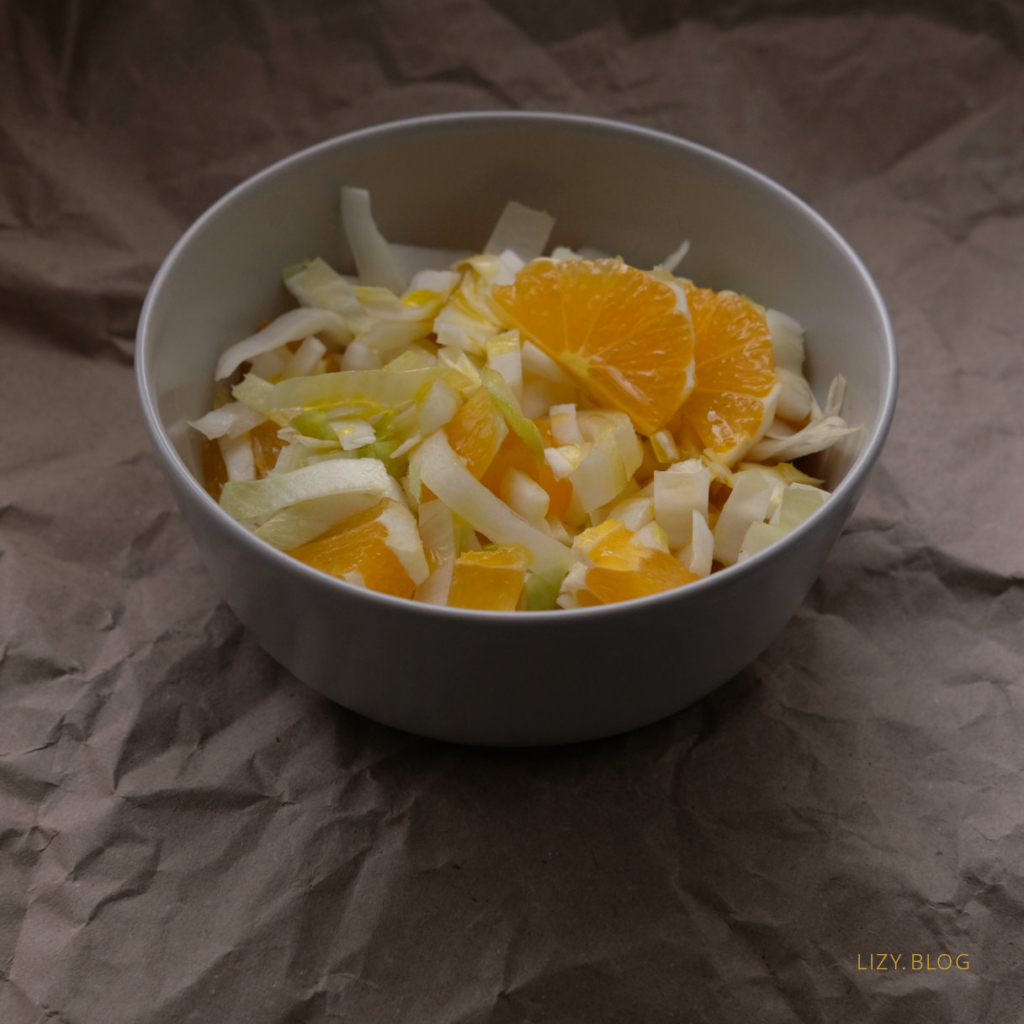 Chicory and orange in a salad.